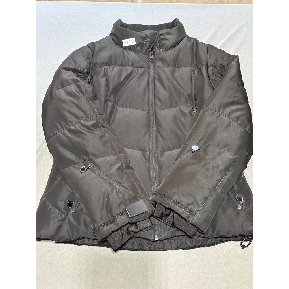 Calvin Klein Performance Black Down Puffer Jacket Women Large Thumbhole Cuffs